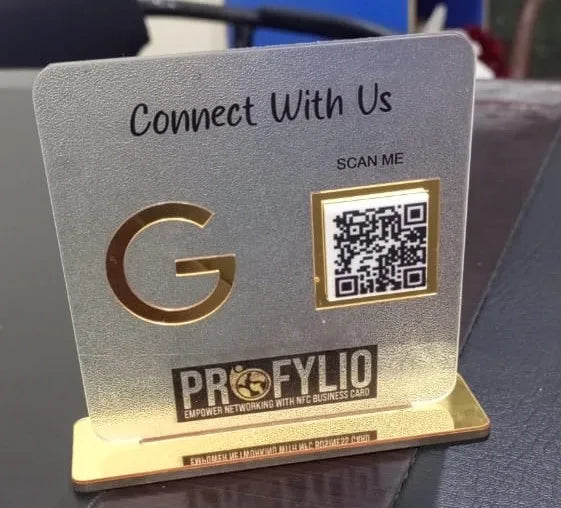 Profylio Acrylic Smart Google Digital Standee QR + NFC